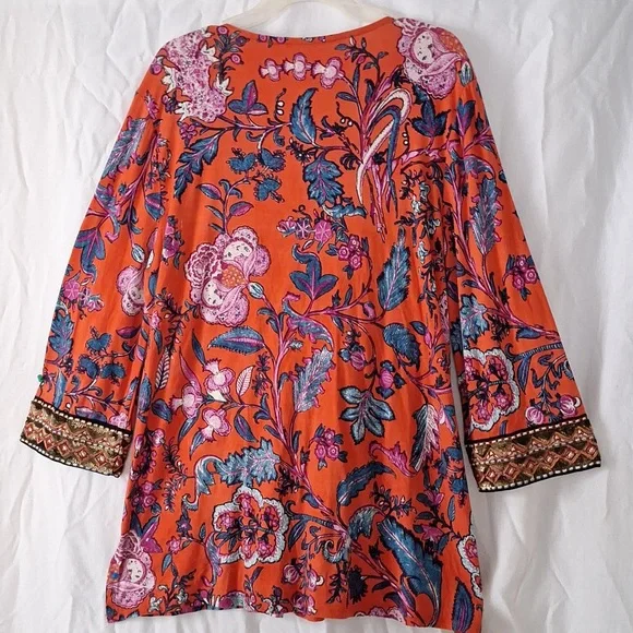 Boho Beaded, Embroidered Floral Blouse, Soft Surroundings brand, sz 16, … - Picture 11 of 15